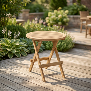 Premium Durable Solid Teak Round Waterproof Eco-Friendly Modern Folding Portable 2 Seater Dining Side <b>Table</b> - Product Image 2