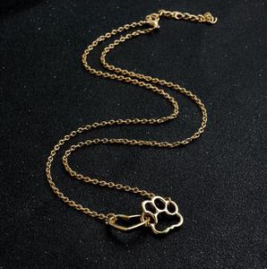 Csja — collier avec pendentif patte et cœur, bijoux à la mode, pendentif, avec patte de chien, G1358 - Product Image 3