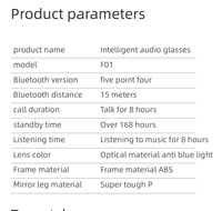 Gafas Inteligentes Inalámbricas con Auriculares F06 BT, Diseño de Oreja Abierta, Música y Llamadas, Gafas de Sol con Audio Inalámbrico Recargables para Conducir/Ciclismo