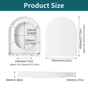 <span class=keywords><strong>Tapa</strong></span> de inodoro de plástico lavable con forma de D para uso en baños de hotel, juego de tapas de inodoro UF con botón de liberación rápida y <span class=keywords><strong>bisagra</strong></span>. - Product Image 4