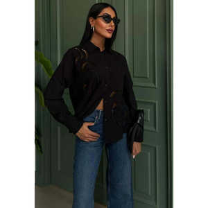 เสื้อเชิ้ตปักลายโซเบ้ ผู้ชาย ผ้าป๊อปลิน สีดำ ปักมือ 3369-08 - Product Image 4