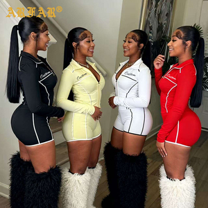 Custom Logo Y2K Tracksuits Contrast <strong>Stitching</strong> Zip up Long Sleeve Crop <strong>Top</strong> Jogger Shorts Summer 2 Piece Lounge Sports Set Women - Product Image 1