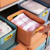 Ensemble de bacs de rangement en plastique PP pour la maison avec poignées, contenants alimentaires colorés avec couvercle, boîtes de rangement gain de place