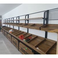 Fabriek Op Maat Gemaakte Metalen Houten Meerlagige Supermarkt Groenteplanken Supermarkt Fruit En Groente Display Rek