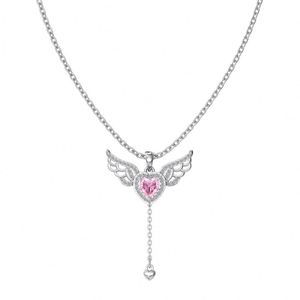 Colliers pendentifs Dylam Elegance Fine Fashion Jewelry en argent 925 avec chaîne à maillons, zircon cubique 5A, cœur, ailes, ange, amour - Product Image 1