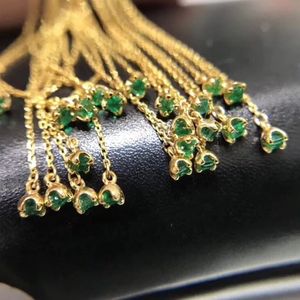 Pendientes de Cadena con Hilo de Esmeraldas de Oro Puro de 18K para Mujer, de 7.5cm, para Compromiso o Boda, Marca Xinfly - Product Image 5