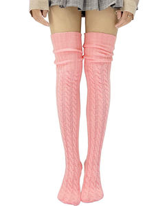 Calzini da <span class=keywords><strong>donna</strong></span> traspiranti Extra lunghi alla coscia autunno inverno scaldamuscoli a maglia adatti a stivali alti alla coscia calze colorate - Product Image 5