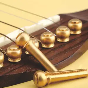 6 pezzi perni per chitarra elettrica accordatura tasti in ottone ottone chitarra Folk acustica perni per ponte pioli e spille per chitarra (oro)