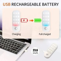 Lumière de nuit à détecteur de mouvement USB rechargeable 500 mAh 12 LED 60 lm, lumière d'armoire moderne RGB, lumière murale pour la maison et la salle de bain, options de télécommande