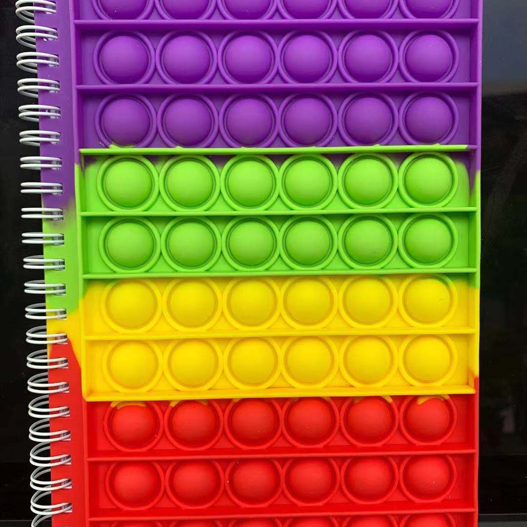 Hot selling Amazon silicone pop bubble cover notebook children back to school fidget push bubbles A5 loose spiral notebook