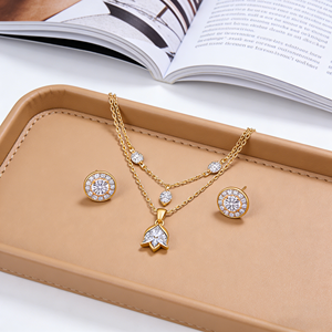 Conjunto de Joyería Hengdian con Circonitas AAA en Forma de Tulipán, Chapado en Oro de 18K, Romántico, para Bodas, Uso Diario y Oficina, Venta al Por Mayor - Product Image 6