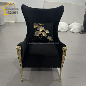 Fauteuil de luxe nordique pour salon, <span class=keywords><strong>chaise</strong></span> en métal au design italien unique, fauteuil d'appoint en velours à <span class=keywords><strong>dossier</strong></span> <span class=keywords><strong>haut</strong></span> - Product Image 3