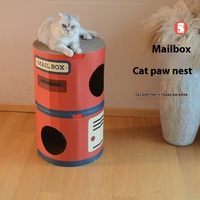 Maison à griffer pour chat durable avec condo pour chat intégré conception de boîte aux lettres double couche meubles en carton anti-rayures pour chat en gros