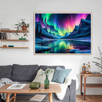 Kit de broderie 5D peint à la main Paysage Fantastique Aurore, Peinture Diamant avec Strass pour Adultes, Décoration Murale, Cadeau