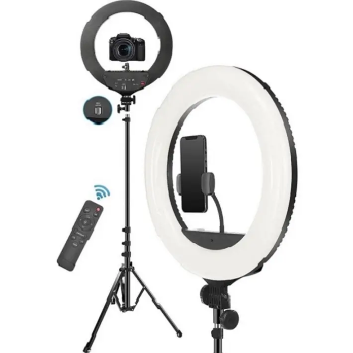 2021 Rechargeable 18-zoll Ring Light With Tripod Stand And Mobile Phone Stand For Video Recording