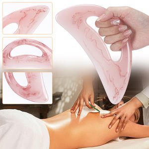 Outil de massage corporel Gua Sha en résine rose avec logo personnalisé, grand format, pour les jambes, la taille, avec poignée, grand planche Gua Sha - Product Image 2