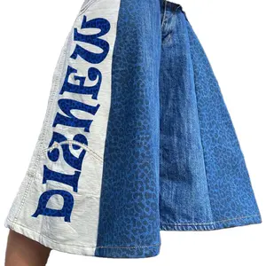 DIZNEW 2024 Men's Shorts Custom Logo Washed Classic Blue Jeans Shorts Men Denim Workout Sport Running Shorts for men