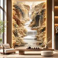 Papier peint mural 3D personnalisé en relief, paysage chinois, cascade de montagne, décoration murale de luxe pour hall d'hôtel, salon