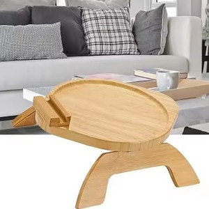 Bandeja de bambú para sofá con soporte, bandeja multifuncional para servir en la sala de estar o la cocina - Product Image 4