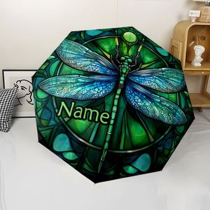 1 Pieza, Sin Pedido Mínimo, Paraguas Plegable Personalizado con Nombre de Libélula, Regalo de Vidrio Estampado, Impresión UV, Parapluie Personalizado - Product Image 3