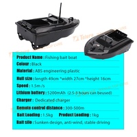 Bateau à appâts de pêche en plastique Tolure avec télécommande sans fil GPS, portée de 500 m, capacité de charge de 1,5 kg, batterie de 5200 mAh - Direct d'usine
