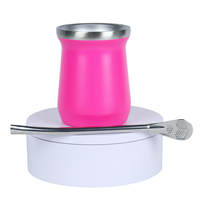 Precio de Fábrica, Vasos Térmicos de Acero Inoxidable Aislados Personalizados de 8oz, Taza para Yerba Mate con Cuchara, Taza de Regalo Ecológica