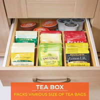 Boîte à thé blanche en bois de bambou, 9 compartiments réglables, emballage boîte en bois pour sachets de thé avec poignée