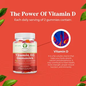 Nhà máy chất lượng cao Vitamin D3 Gummies Cholecalciferol Vitamin D3 Gummies Hữu Cơ Vitamin D3 K2 Gummies