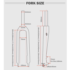 Phuộc xe đạp leo núi Toseek Front Rigid 27.5 26, phuộc giảm xóc toàn phần 29, phuộc xe đạp <span class=keywords><strong>carbon</strong></span> <span class=keywords><strong>MTB</strong></span> - Product Image 5