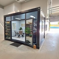 Maison conteneur modulaire en verre détachable de 20 pieds pour bureau, salle d'exposition portable et maison mobile à réponse rapide