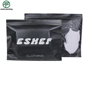 Sac en plastique personnalisé noir à fermeture éclair sur 3 côtés pour l'emballage des chaussettes/emballage des vêtements/emballage des sous-vêtements - Product Image 4