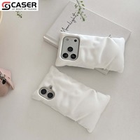 Coque de téléphone 3D créative en silicone froissé avec oreilles de chat mignonnes pour iPhone 13-18, antichoc et mate, protection intégrale
