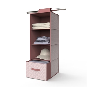 Hanging Sweater Organizer for Closet Wardrobe Household <b>Folding</b> 4 Compartments Non-woven Fabric for Clothes - Product Image 1