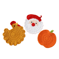 Ensemble de dessous-de-verre amigurumi faits main pour les fêtes, décoration de table saisonnière mignonne, cadeau pour la maison et le café