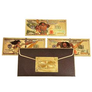 Banconota Commemorativa Moana in Lamina d'Oro da $<span class=keywords><strong>100</strong></span>, Stile Anime Americano, Regalo da Collezione - Product Image 5
