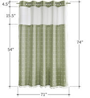Rideau de douche en polyester écologique anti-moisissure, imperméable et lavable en machine, avec doublure à clipser, style ferme verte, 71x74 pouces