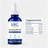 Produit de Soutien Quotidien à la Vitalité avec 200mcg de K2 et 250mcg de D3 dans de l'huile de coco pour le soutien osseux et immunitaire 15 Premium Pro Result