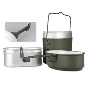 Scatola pranzo in alluminio stile classico pasto Bento Box Picnic portatile tre pezzi Set di pentole per campeggio all'aperto - Product Image 2