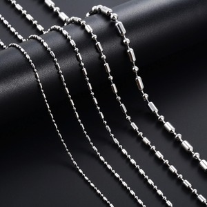 Collier tendance en acier inoxydable avec perles, chaîne de cou en bambou pour hommes et femmes, non décolorant, ras-du-cou couleur argent, bijoux en métal - Product Image 1