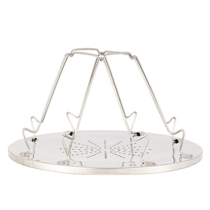 Stainless Steel <b>Camping</b> Grill Stand Accessory with Perforated Base and Foldable Legs - Product Image 1