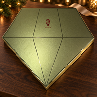 Boîte cadeau calendrier de l'avent personnalisée en forme de diamants avec 6 boîtes numérotées, emballage rigide en papier doré, vente en gros pour cadeaux de fêtes