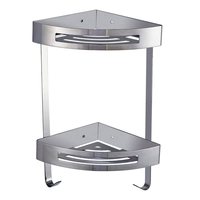 Rak Penyimpanan Kamar Mandi Segitiga Lapis Ganda Bahan Stainless Steel 304 Desain Modern dan Sederhana dengan Gantungan