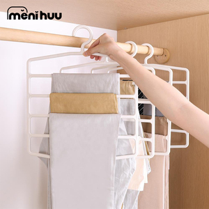 Cintres <span class=keywords><strong>pour</strong></span> pantalons Gain de place Cintres en plastique à 5 niveaux Organisateurs de placard antidérapants et rangement <span class=keywords><strong>pour</strong></span> jupe de pantalon - Product Image 3