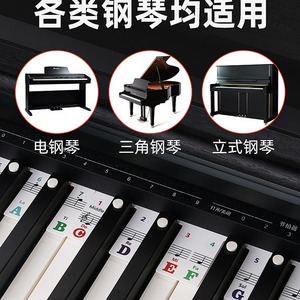 Piano Keyboard Stickers 88 <b>Keys</b> Musical Notes <b>Labels</b> For Electric Piano Electronic Keyboard With Solfa And Staff Notation - Product Image 2