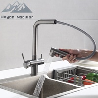 Robinet de cuisine professionnel Wayon en laiton massif avec douchette extractible et mitigeur à ressort, finition or de luxe
