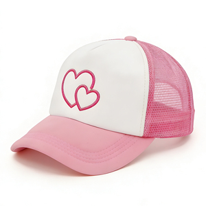 Gorra Trucker de Lona de 5 Paneles, Estilo Casual, con Bordado de Doble Corazón, Ligera, Transpirable, Ajustable con Cierre a Presión, para Ciclismo - Product Image 2