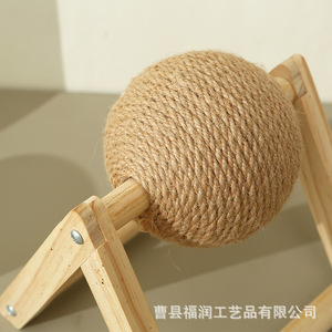 ลูกบอลข่วนเล็บแมว ทำจากไม้เนื้อแข็ง เชือกป่านศรนารายณ์ สีธรรมชาติ ขนาด 20x17.5x18 ซม. สำหรับแมว - Product Image 5