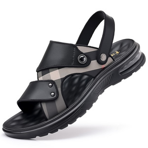 Men's Height Increasing Air Cushioned Sandals Black Slip On Summer Beach Shoes Youth Style Non Slip Sole - Product Image 5