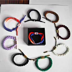 도매 맞춤 폴리에스터 꼬임 신발끈 팔찌 인쇄된 로고 방청 OEKO-TEX 인증 스포츠용 - Product Image 5