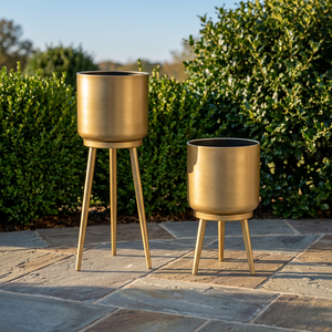 Lot de 2 jardinières d'intérieur AK en laiton doré décoratif lisse en métal fait à la main - Product Image 2